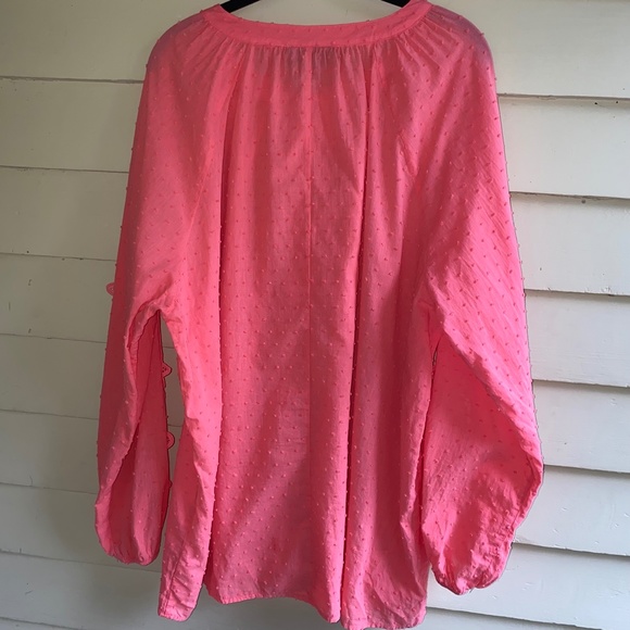 LANE BRYANT Coral Swiss dot peasant top - Picture 9 of 10